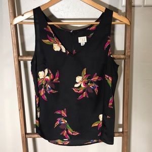 A New Day - Black and floral tank
